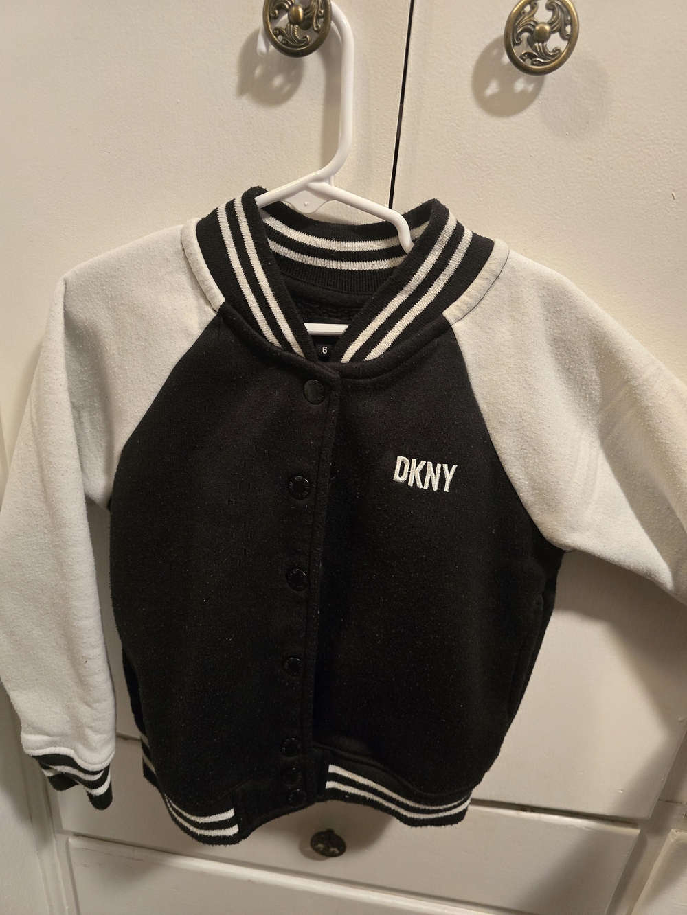 DKNY Girls Black & White Varsity Style Jacket